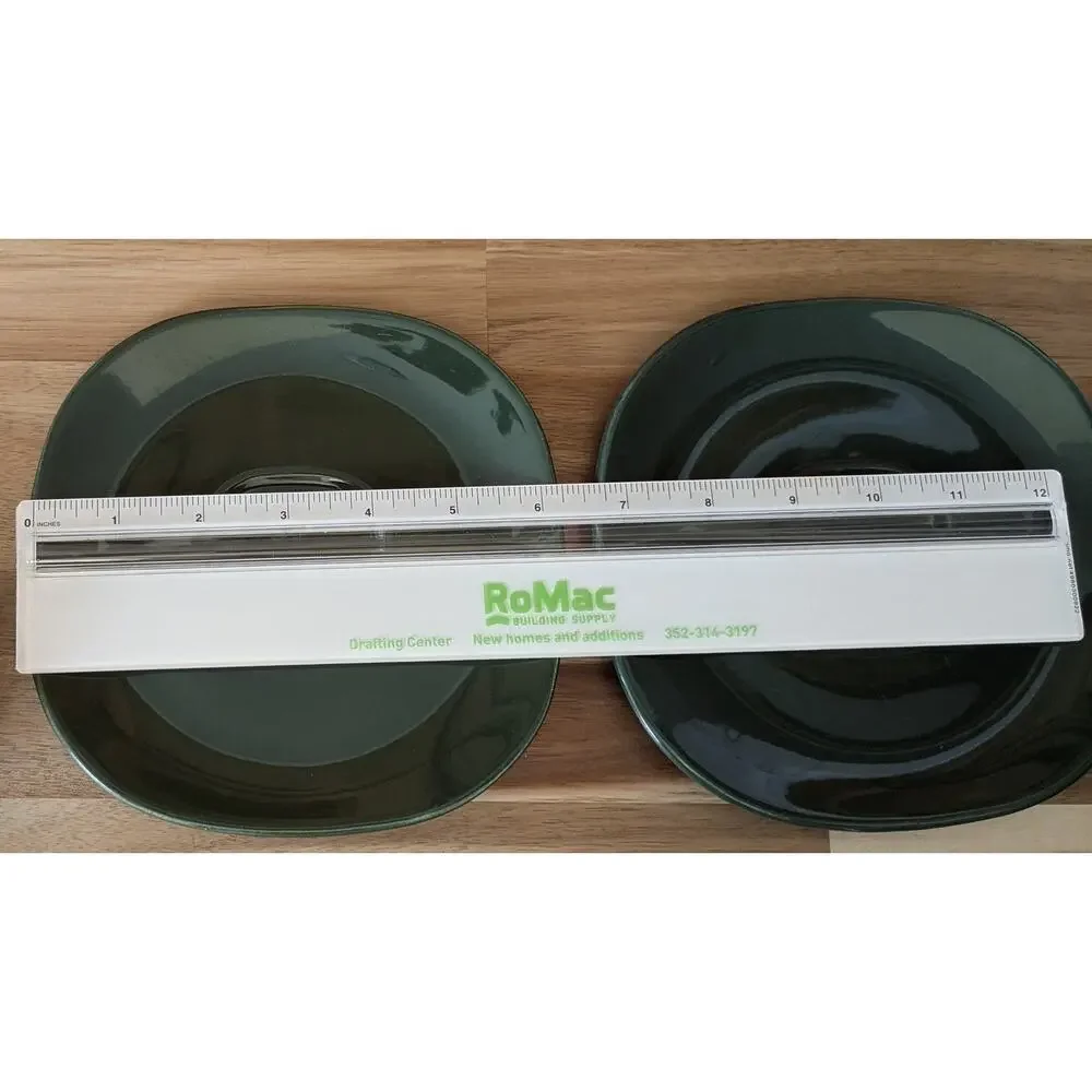 Vintage Deep Forest Green Ceramic Soup Mugs & Saucers